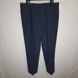 Lands' End 40 Wool Dress Pants Men Navy Pleated Cuffed Lined Mexico Classic